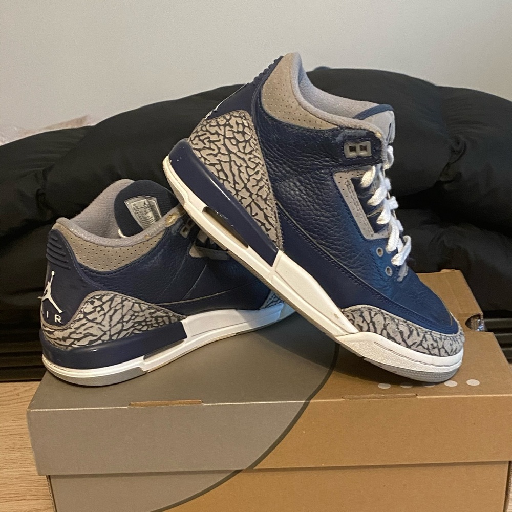 Nike Air Jordan 3 Retro Georgetown Blue- 4.5 Y- 6 W - Picture 12 of 14